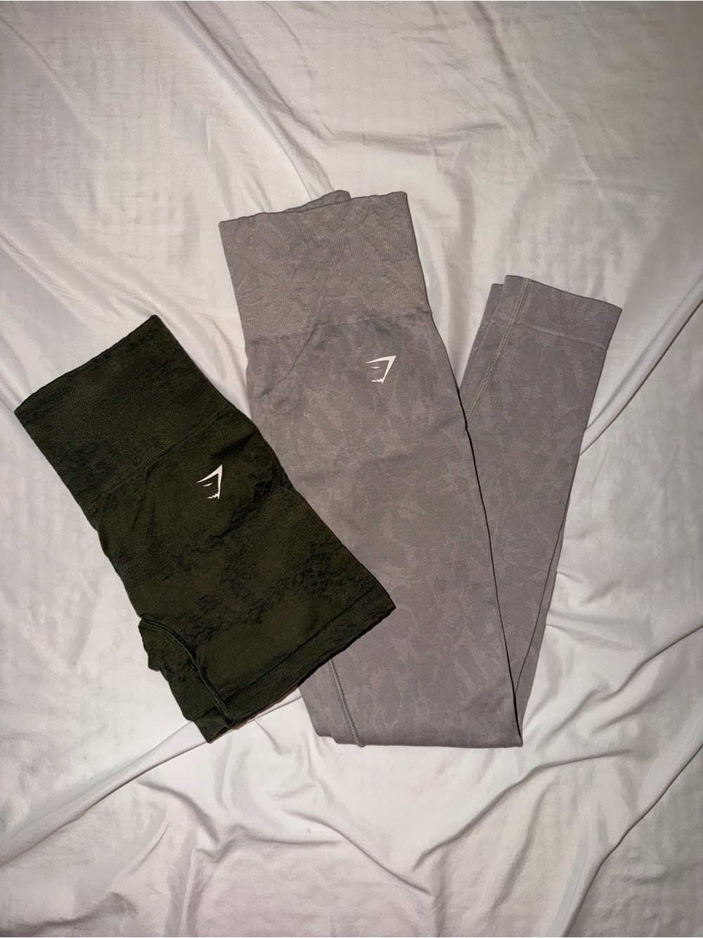 Gymshark High-Waist Leggings Set — Olive Green and Gray